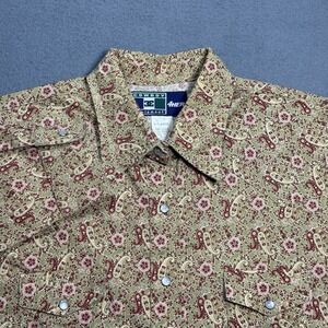 Cowboy Equipment 4Her Pearl Snap Shirt Womens XL VTG 90s Paisley Heavy Twill